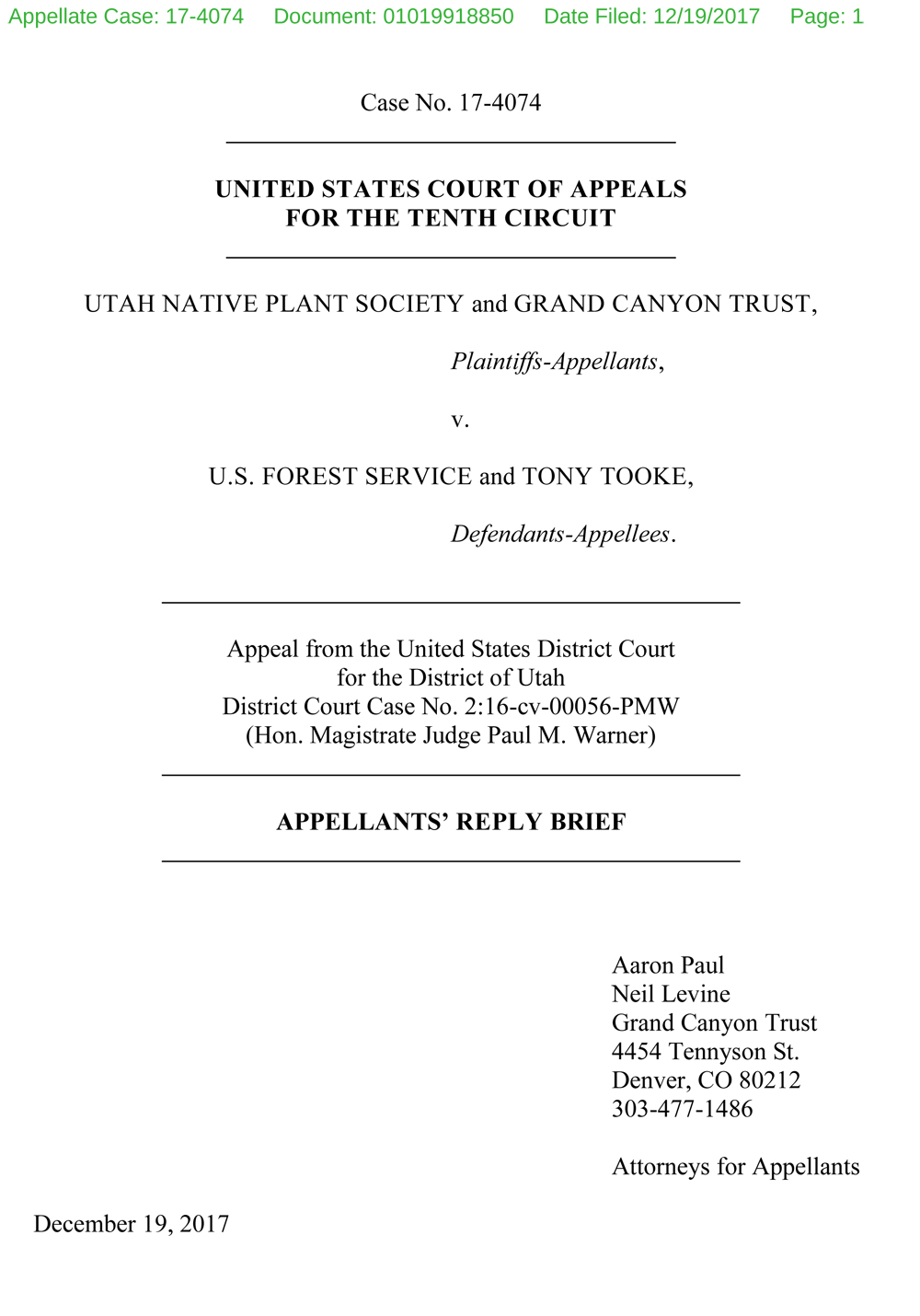 La Sal Goats Reply Brief La Sal Mountain Goats Reply Brief, page 1